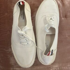 Thom Browne White Canvas Sneakers